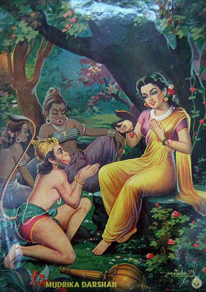 Lord Hanuman with Lord sita in lanka
